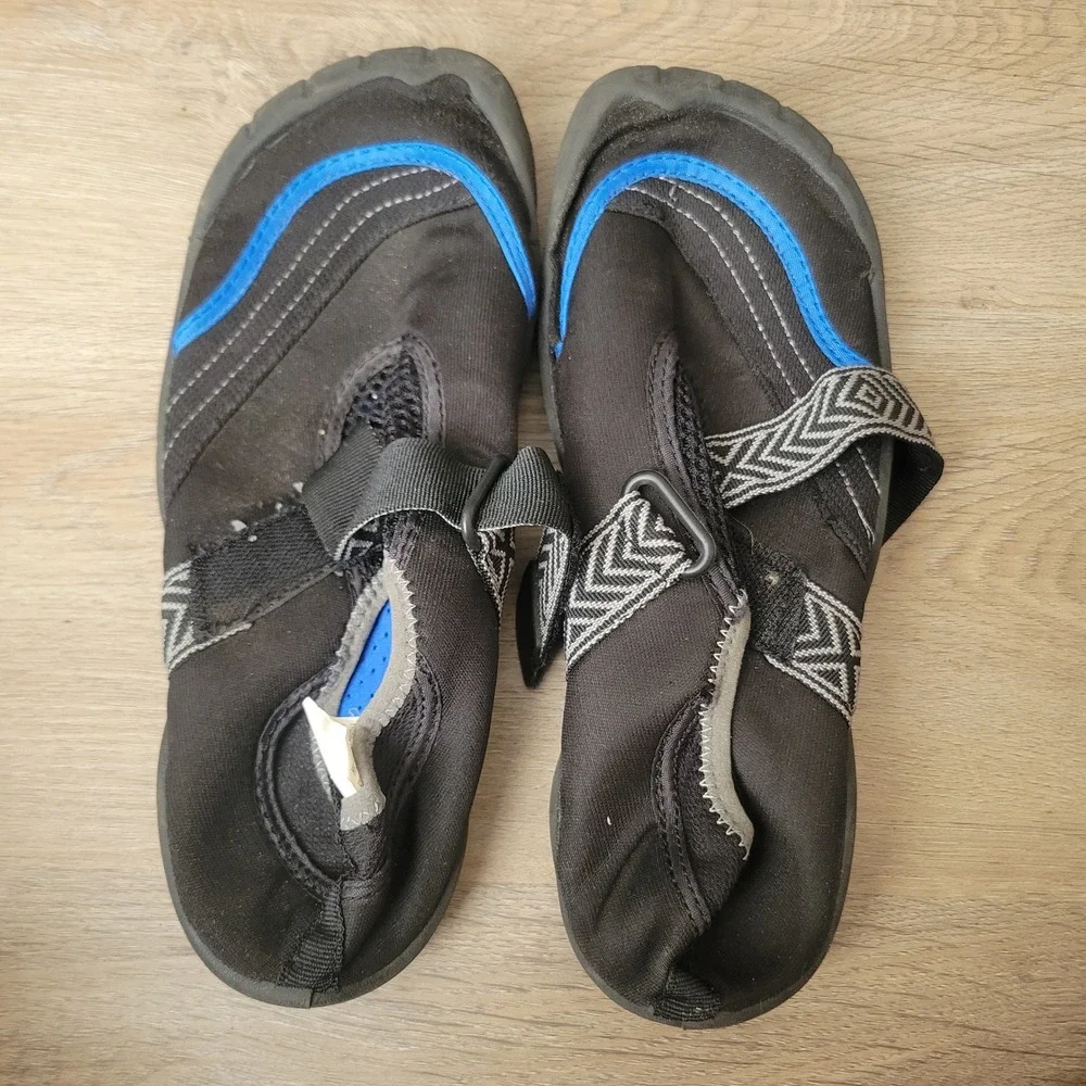Water Shoes Mens Size 7-8 Black Blue Aqua Socks Beach Pool Swim Surf Sport 74